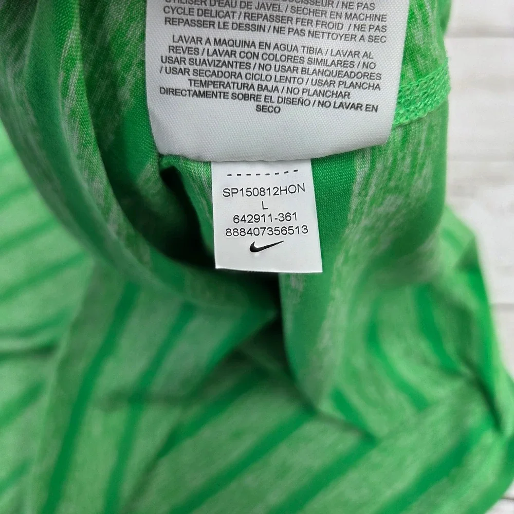 Nike Dri-FIT Running Quarter Zip Pullover Men Large Green Striped 642911-361